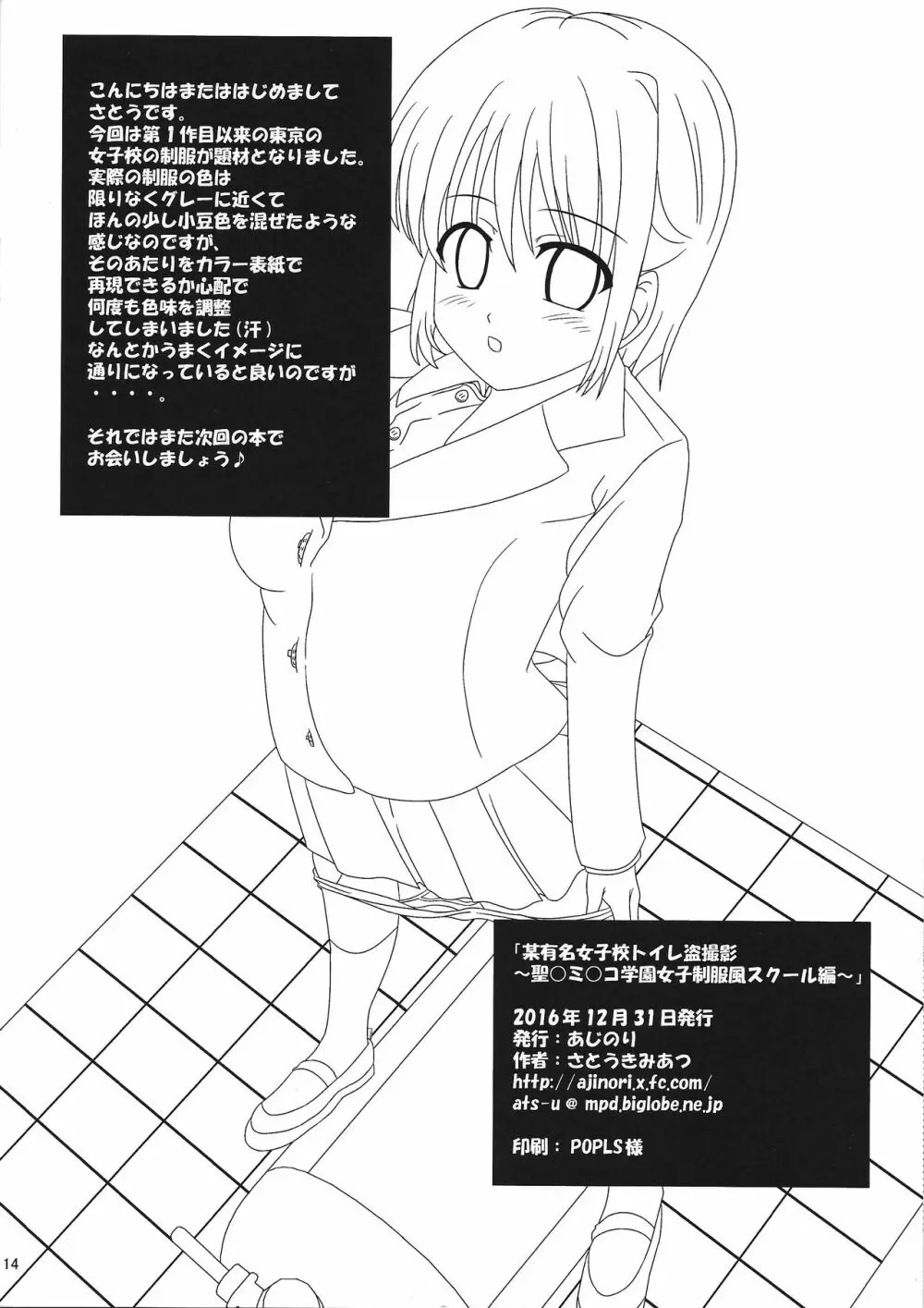 某有名女子校トイレ盗撮～聖○ミ○コ学園女子制服風スクール編～ Page.13