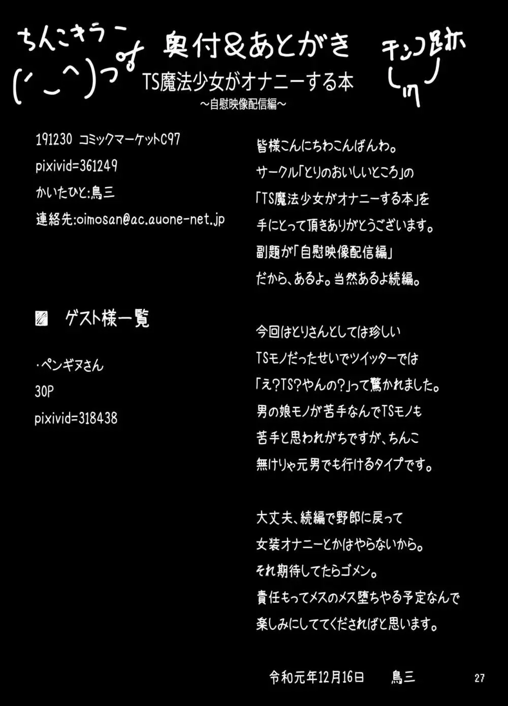 TS魔法少女がオナニーする本~自慰映像配信編~ Page.27