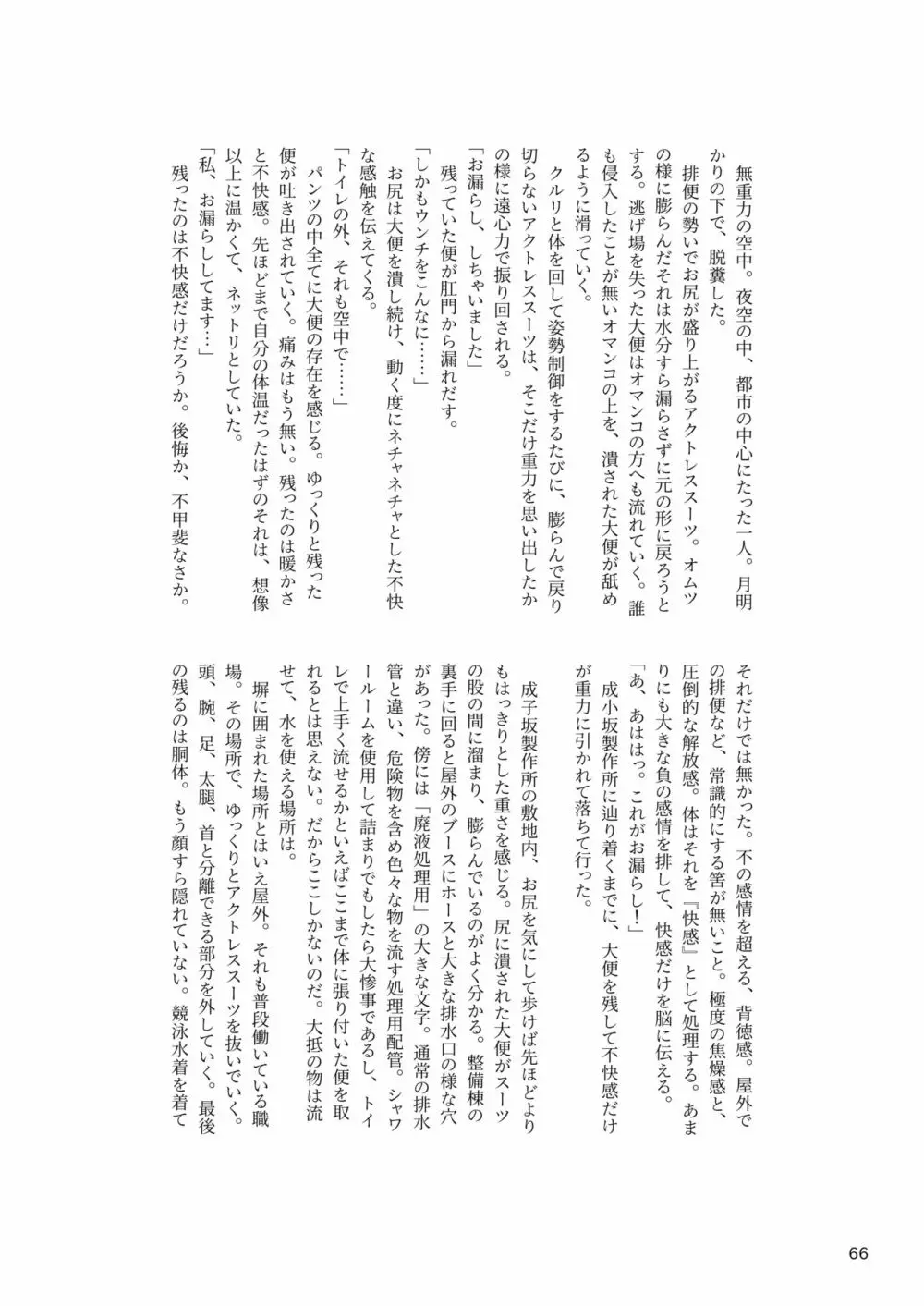 ア○スギア総合スカトロアンソロジー アクトレス排泄実態調査任務~スカポためるっすか!?~ Page.66