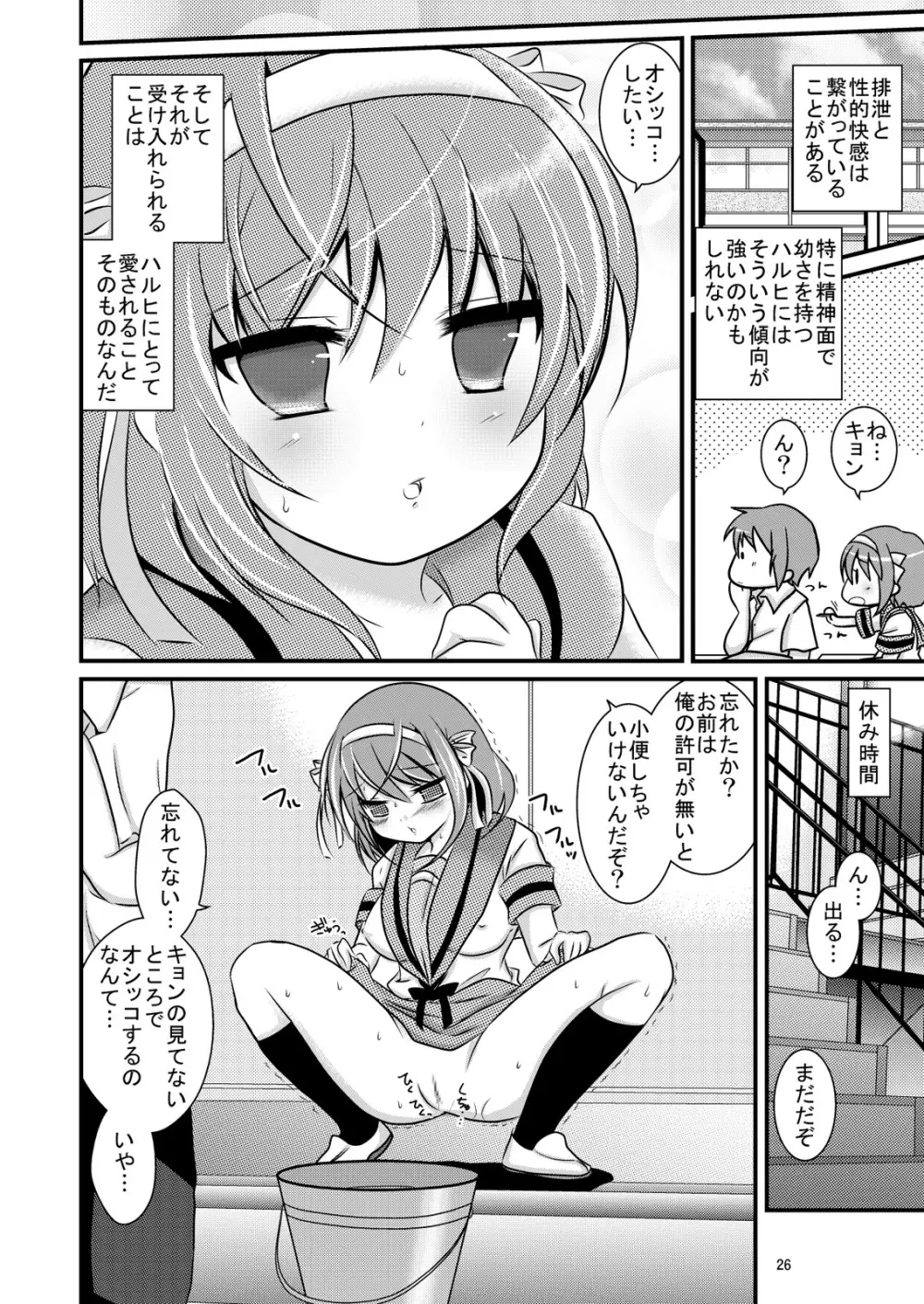 大好きなハルヒだからいじめたくなるんじゃないか #02 おもらし調教篇 Page.26