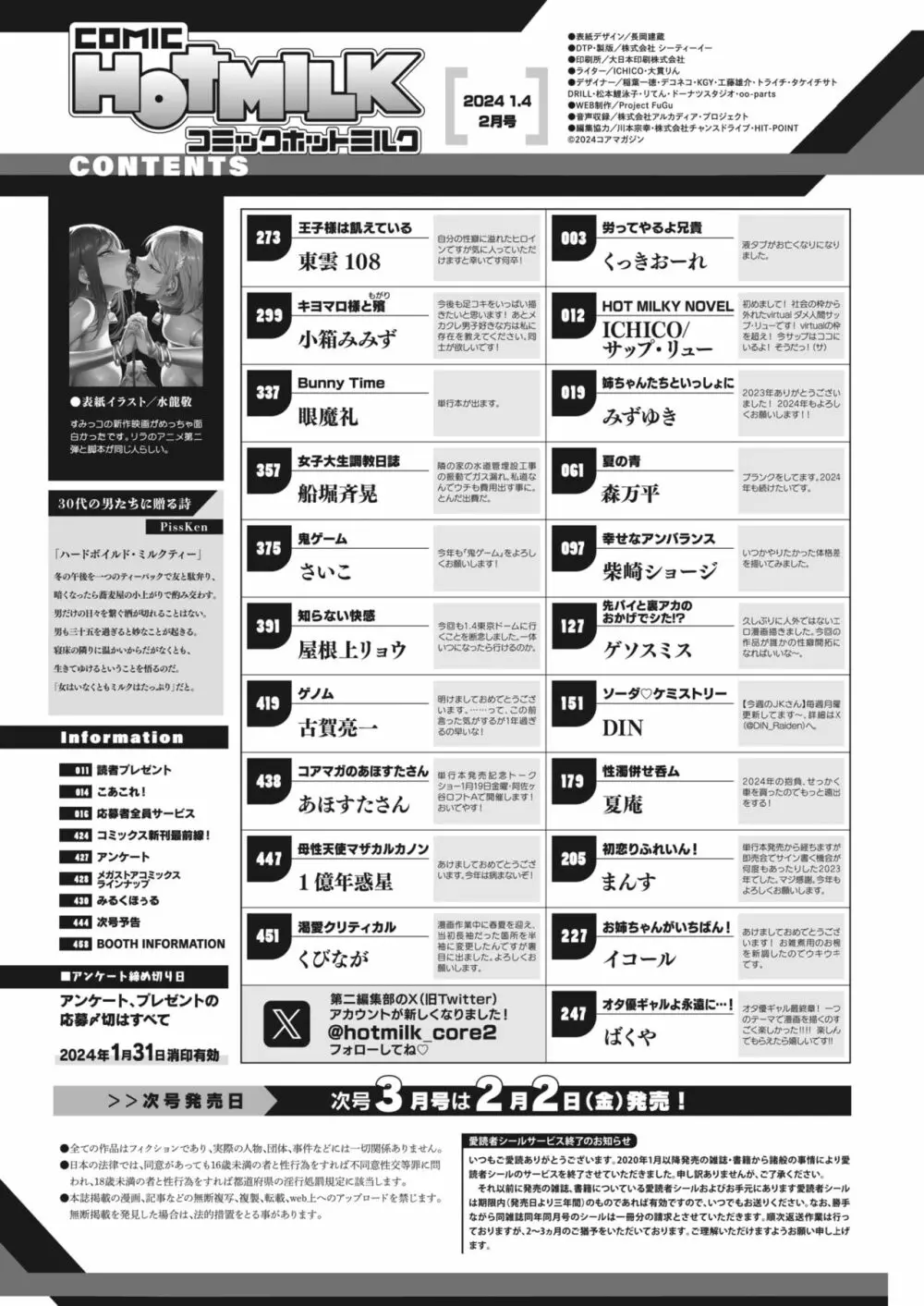 コミックホットミルク 2024年2月号 Page.2